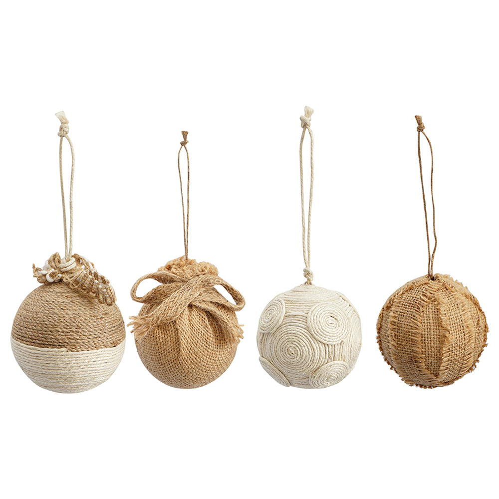 Набор елочных шаров zero waste из джута из коллекции new year essential, 4 шт.
