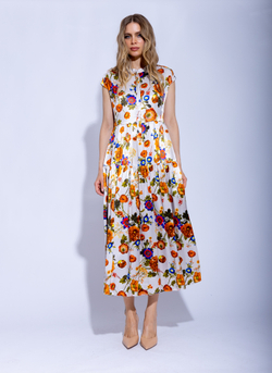 Женское цветочное платье миди без рукавов