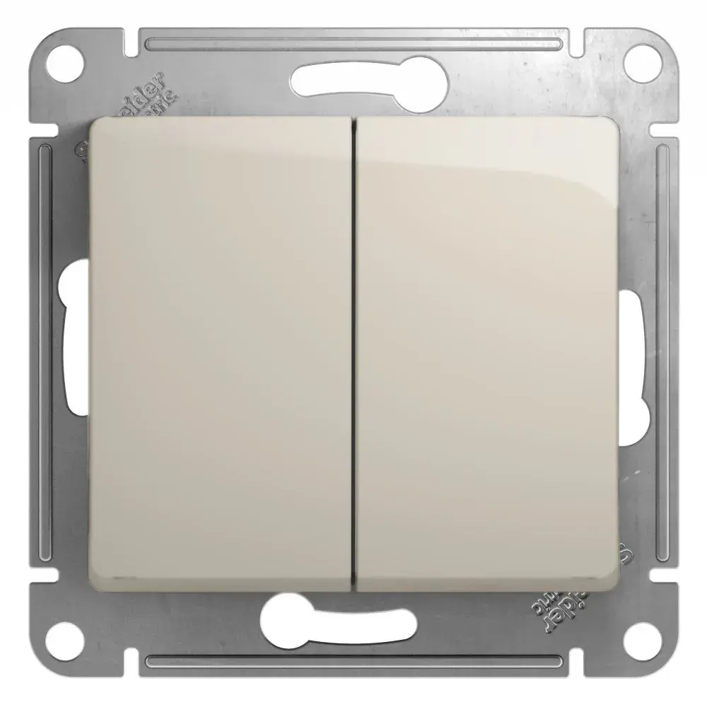 GLOSSA 2-клавишный ПЕРЕКЛЮЧАТЕЛЬ, сх.6+6, 10АХ, механизм, МОЛОЧНЫЙ