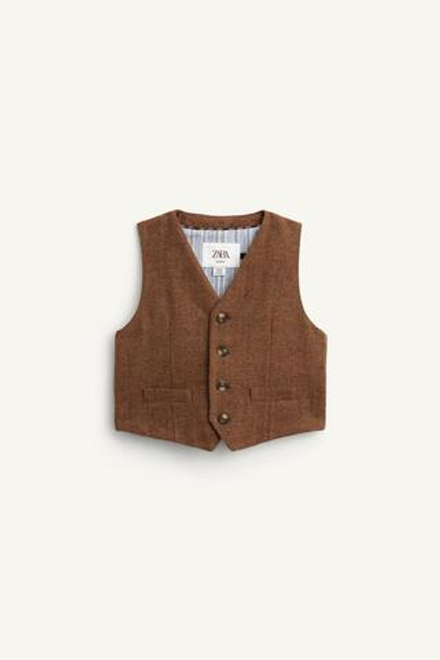 ZARA ЖИЛЕТ БЕЗ РУКАВОВ, КОРИЧНЕВЫЙ