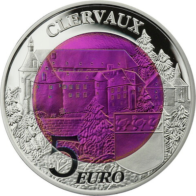 ЛЮКСЕМБУРГ, 2016, 5 ЕВРО [CHATEAU DE CLERVAUX] [БИМЕТАЛЛ: СЕРЕБРО + НИОБИЙ]