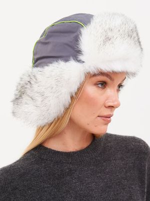 Шапка ушанка зимняя Siberia Lady ткань Breathable цвет Бирюза/Серый