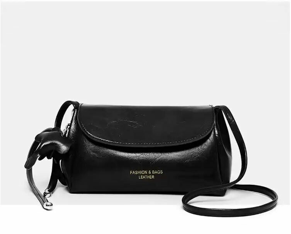 Сумка женская FASHION & BAGS, экокожа, черная, на плечо и через плечо, компактная