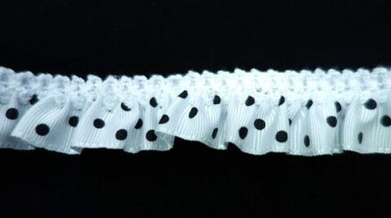 Рюш декоративный "в горошек", 20 мм, цвет белый