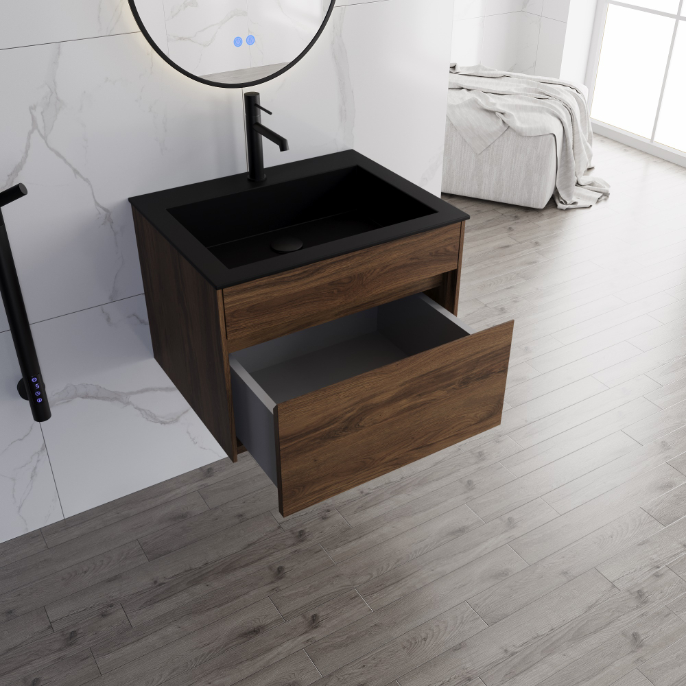 База под раковину Chiara 600 подвесная, 1 выкатной ящик soft-close, C.Oak