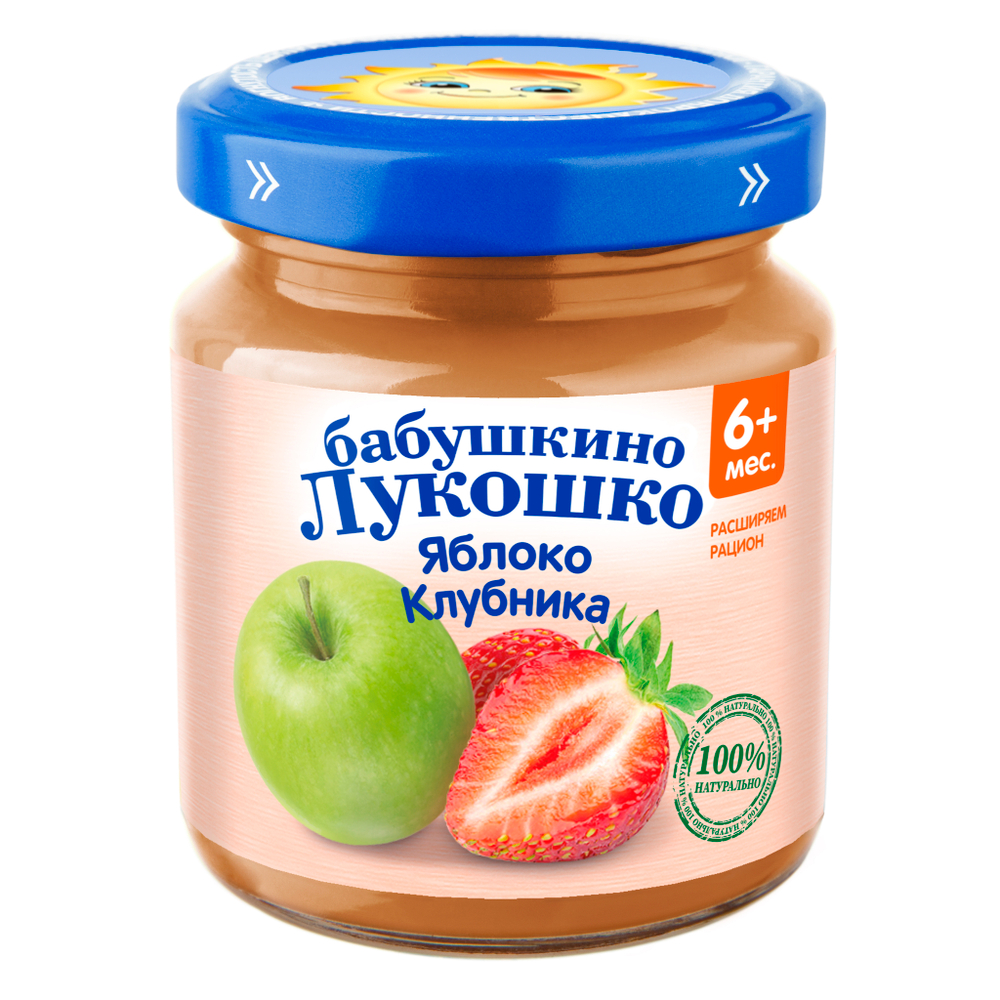 Пюре из яблок и клубники 100г "Бабушкино лукошко"
