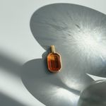 Кулон Леденец с коньячным янтарем, позолота
