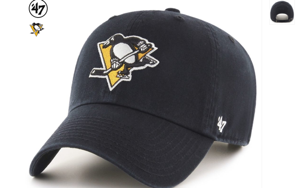 Бейсболка 47 BRAND Pittsburgh Penguins CLEAN UP черный