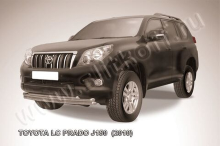 Защита переднего бампера (нержавейка) Toyota Land Cruiser Prado J150 (2009-2013) d57+d57+d42 радиусная
