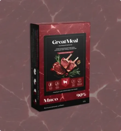 GREAT MEAL Сухой полнорационный корм для кошек из ягненка с яблоком, 3 кг