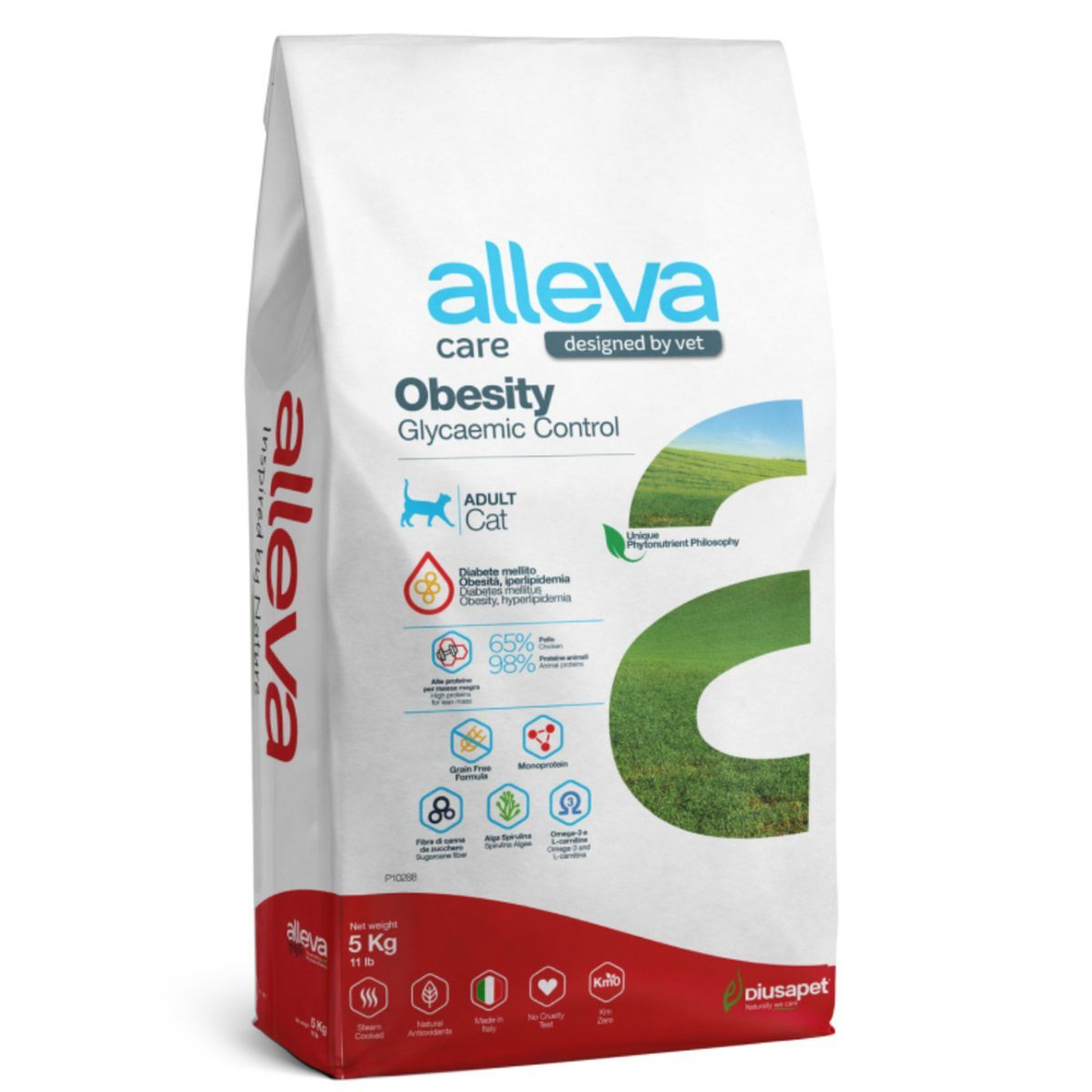 Корм для кошек Аллева Кэр Обесити Alleva Care Cat Adult Obesity Glycaemic Control Контроль потребления глюкозы, 5 кг