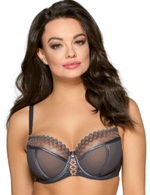 Бюстгальтер с вышивкой люрексом на чашках (Размер: 75F) (Цвет: серый)