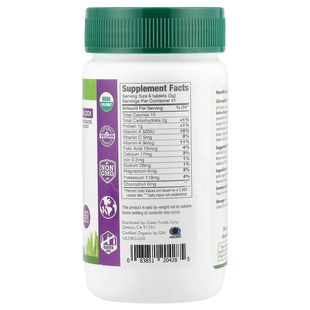 Green Foods, Green Magma®, порошок из сока ростков ячменя, 250 таблеток, 125 г (4,4 унции)