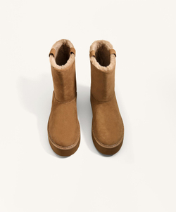 OYSHO Сапоги из спилка на платформе, кротовый