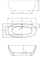 Ванна акриловая Vincea VBT-405-1500, 1500*750*580, цвет белый, щелевой перелив