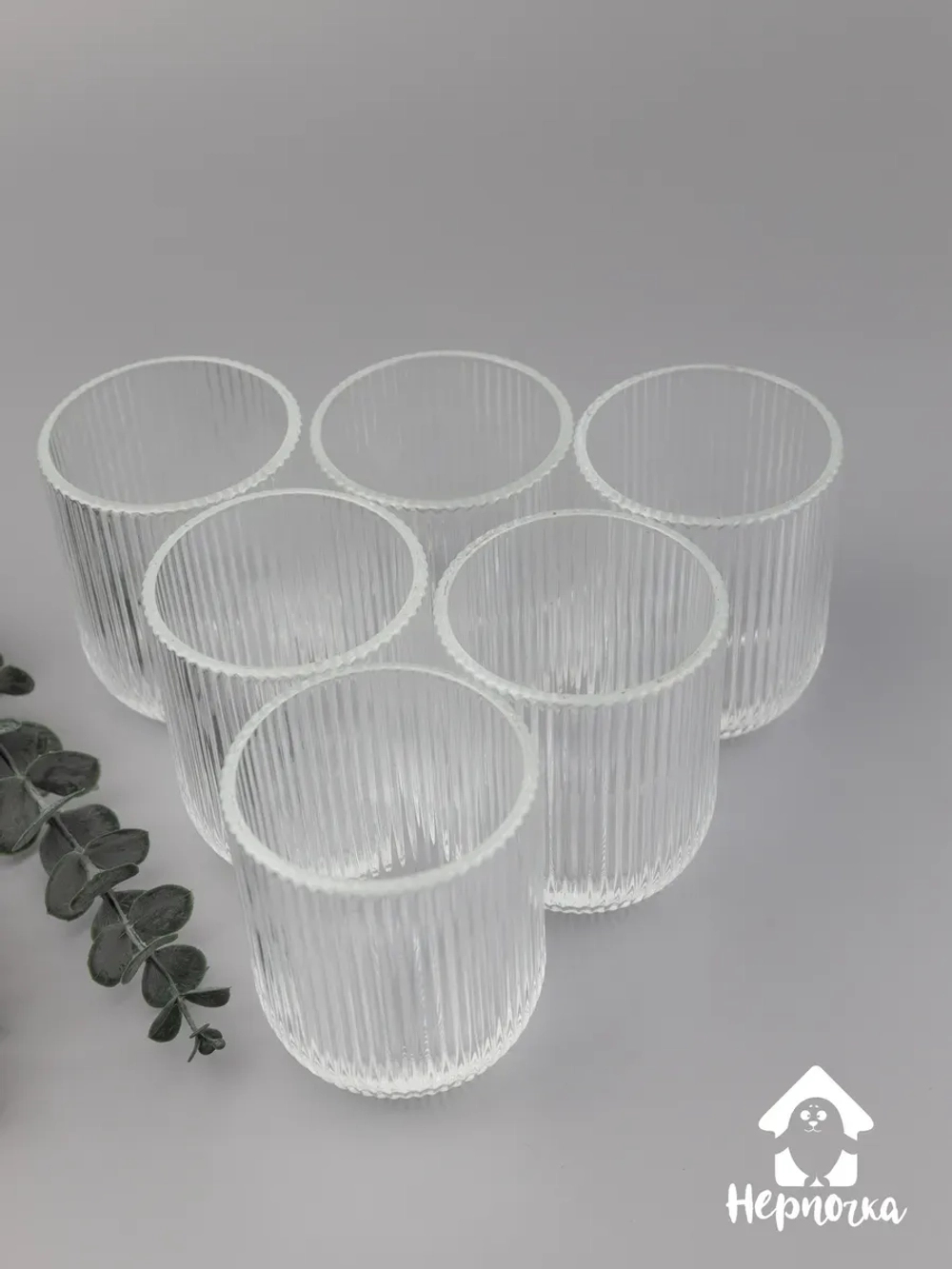 Набор ребристых бокалов для виски, 270 мл. 6 шт. Прозрачные