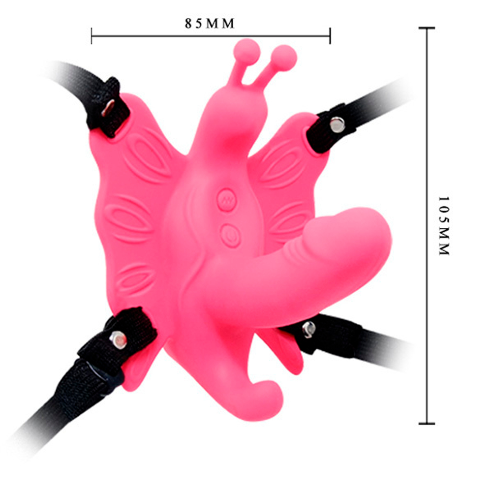 Силиконовая вибробабочка 10,5х8,5см для стимуляции клитора на ремешках с пультом ДУ Baile Ultra Passionate Harness BW-022045W