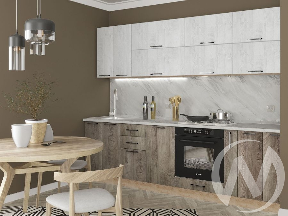 Кухня "Палермо" Дуб остин серый/Дуб остин беж