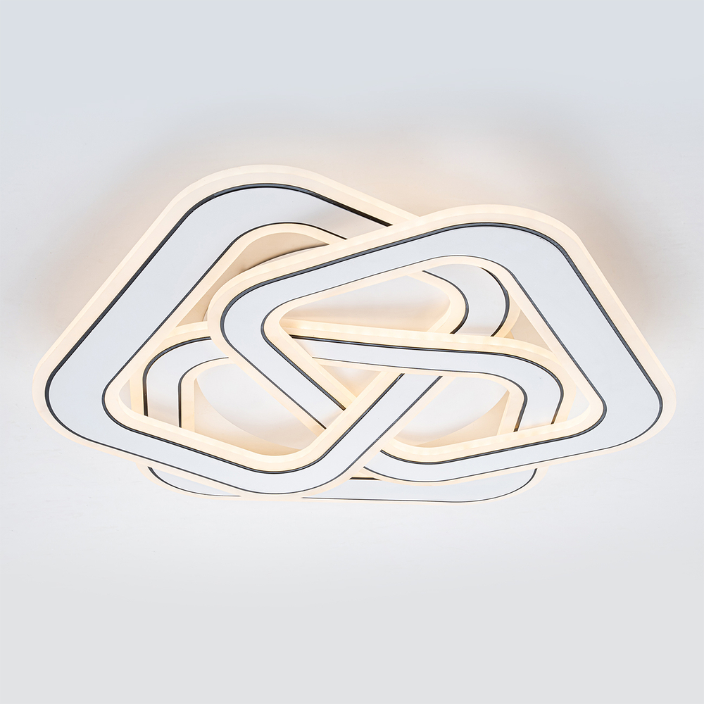 Потолочный светодиодный светильник 140Вт, 6113лм, 3000-6000K, Ra>80, плавная регулировка мощности, изменение цветовой температуры, ночник, пульт, металл/акрил, белый/черный