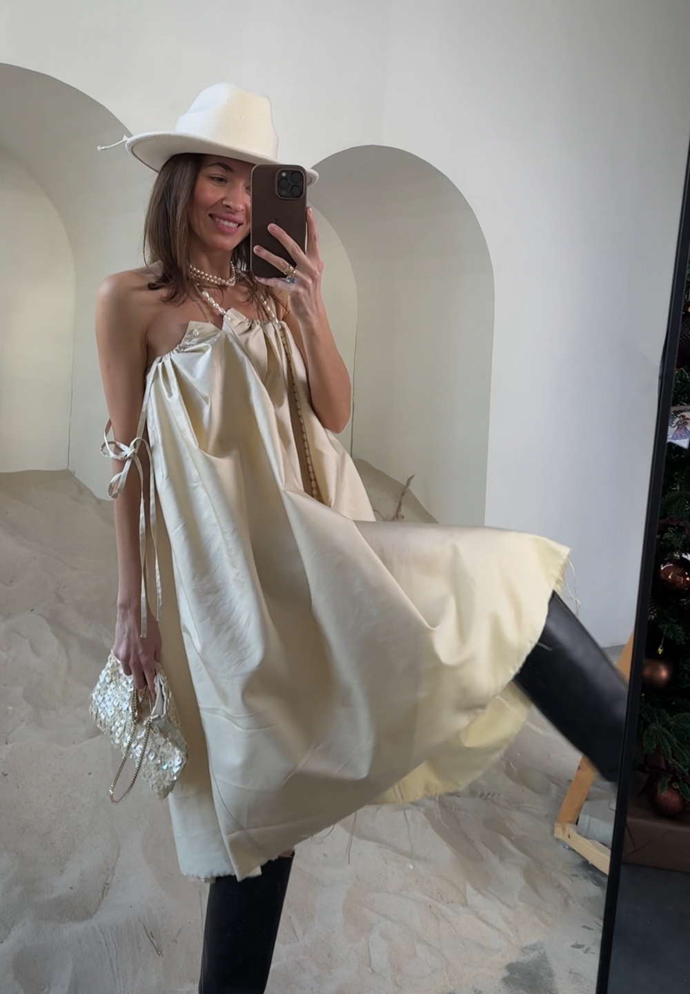 Юбка из тафты 100% шелк, молочный