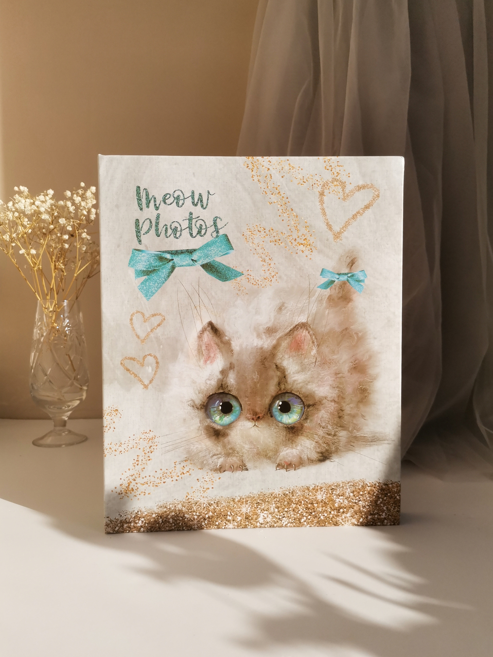 Фотоальбом на 200 фото 10х15 см, пластик. листы sweet kittens Белый котёнок