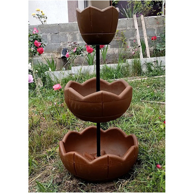 Садовый цветник Елочка-3 с вазонами, цвет терракот, высота 1500