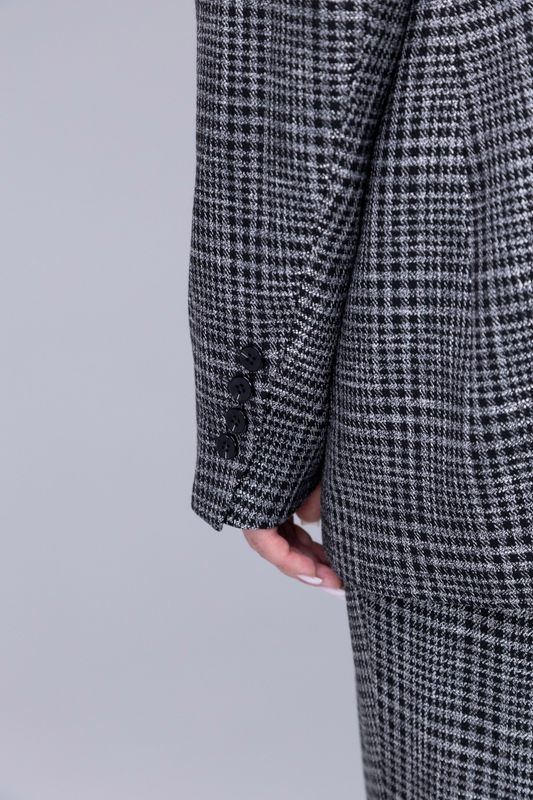 Жакет однобортный в клетку, серый
