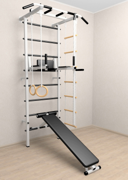 Шведская стенка Sv Pro 805 (Турник Pro/Брусья/стойка/Скамья/Канат/Кольца/Лестница)