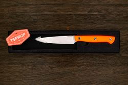 Нож кухонный MOYO Аппарель шеф 175мм, сталь AR-RPM9, рукоять G10-extra оранжевый