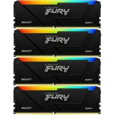 Память оперативная Kingston 32GB 3200MT/s DDR4 KF432C16BB2AK4/32 CL16 DIMM (Kit of 4) FURY Beast RGB