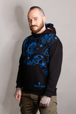 Худи Варгградъ мужское чёрное-синее «Паттерн ведьмин круг» без начёса