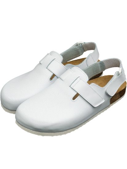 12 | "Branko's" Мужские медицинские сабо кожаные (белый перфорация)