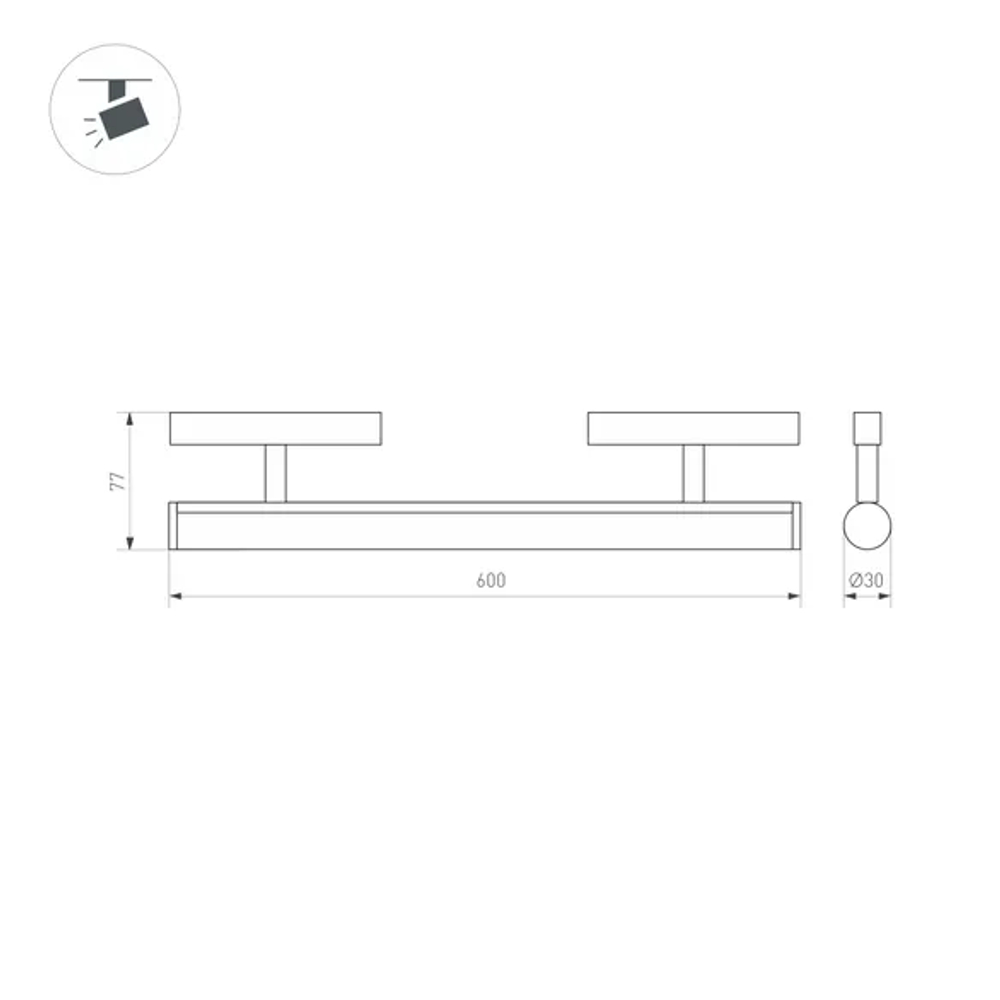 Светильник MAG-ORIENT-TUBE-CORNER-L600-20W Warm3000 (BK, 180 deg, 48V) (Arlight, IP20 Металл, 5 лет) 037350