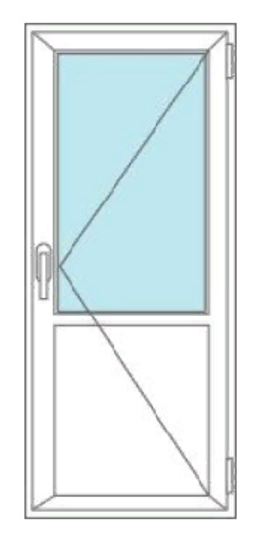 Дверь алюминиевая с импостом верх стекло низ сэндвич 7004 860*2050