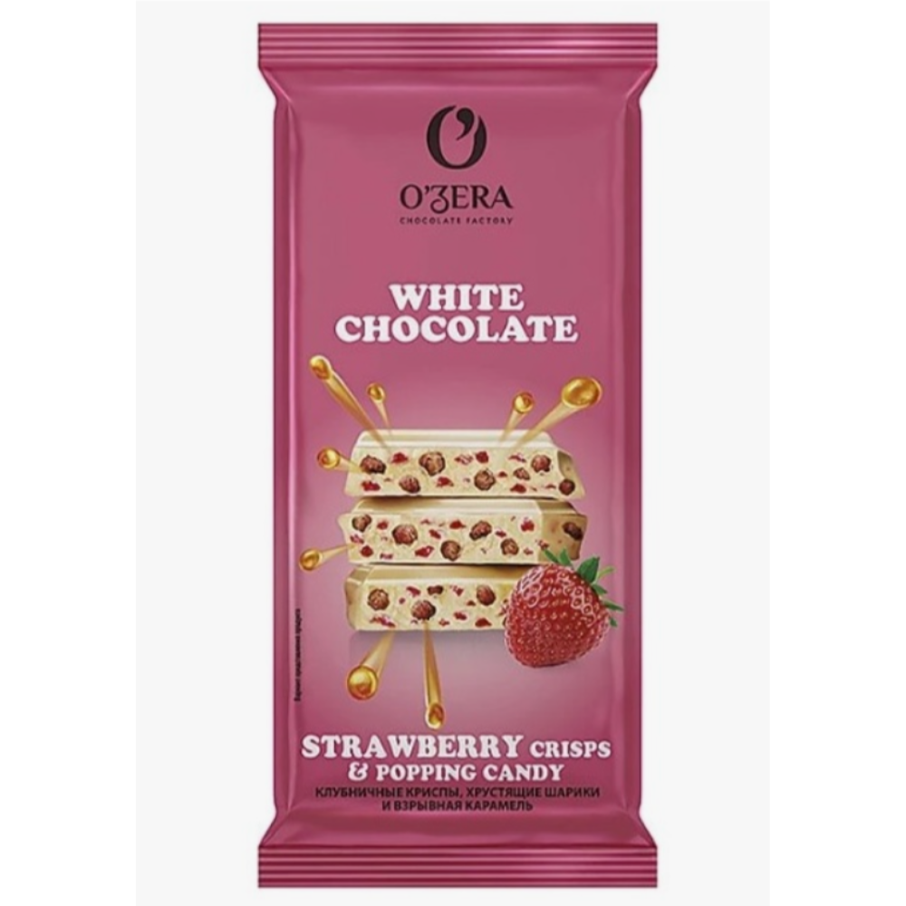 Шоколад Ozera белый с клубникой 90 гр