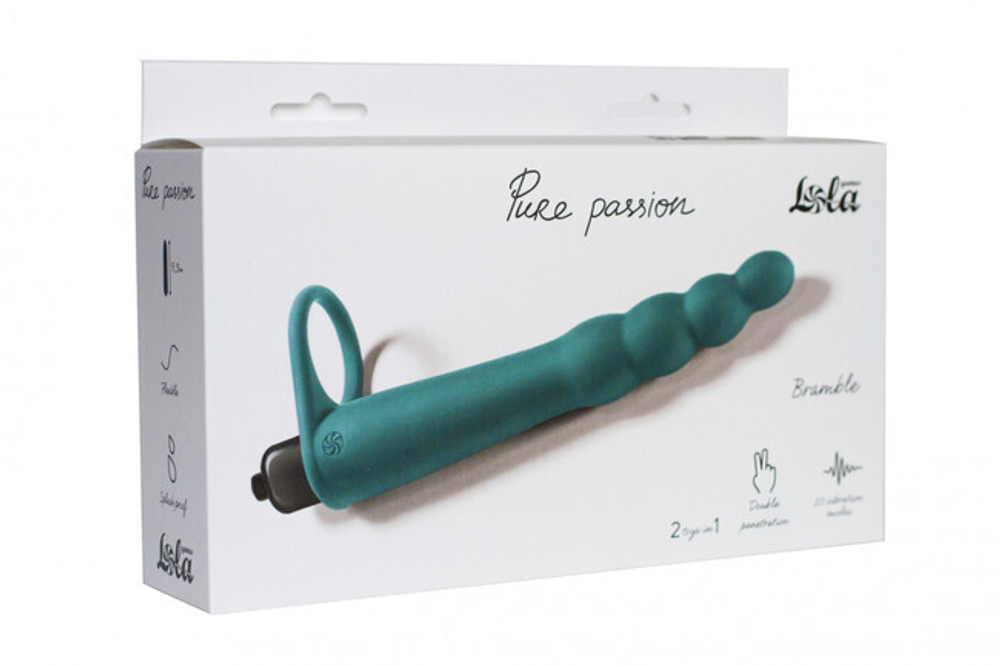 Вибронасадка для двойного проникновения Pure Passion Bramble Green (Цвет: зеленый)