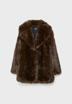 STRADIVARIUS Искусственная шуба стандартного кроя, коричневый