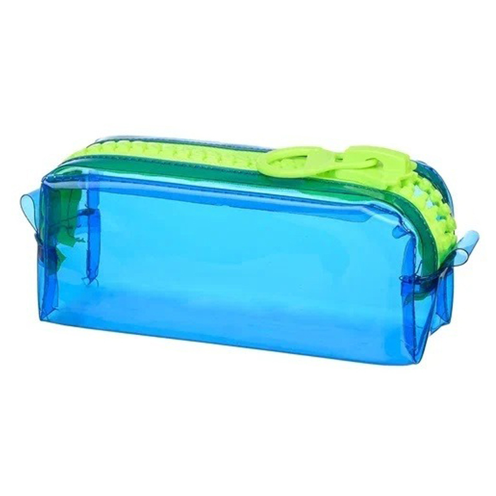 Пенал-косметичка Basir без наполнения, 19,5*8,5*7 см, серия "Зиппер", прозрачный, тонированный с большой молнией, ассорти