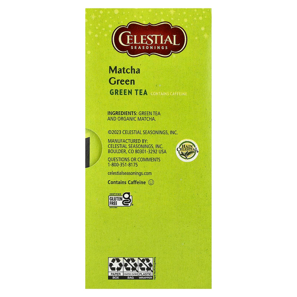 Celestial Seasonings, Зеленый чай, матча, 20 чайных пакетиков, 29 г (1 унция)