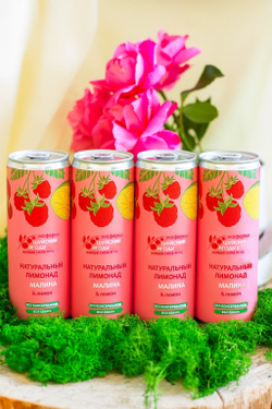 Лимонад с натуральным соком малины, 4 шт по 330 мл