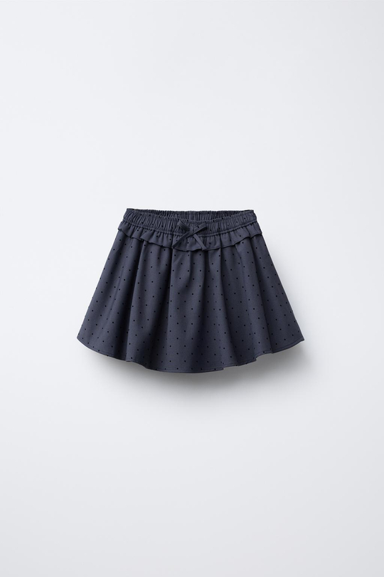 ZARA ЮБКА-ШОРТЫ С ФЛОКОВЫМ ПРИНТОМ, АНТРАЦИТОВО-СЕРЫЙ