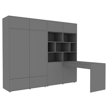 Стол письменный со стеллажом и шкафом КарИВи 2400 Темно-серый Темно-серый