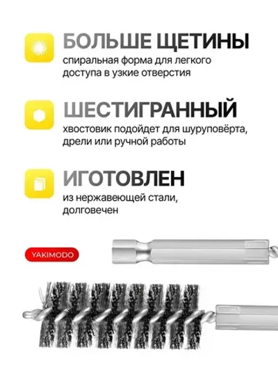 Набор сверл с проволочной щеткой для очистки отверстий от ржавчины, после нарезки резьбы и тормозных суппортов