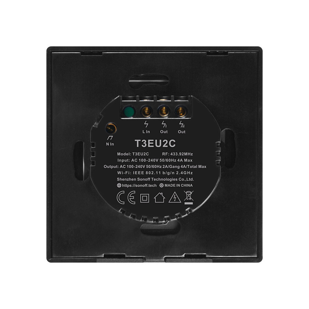 Выключатель сенсорный Sonoff TX TX T3EU2C WiFi & RF (Черный/2)