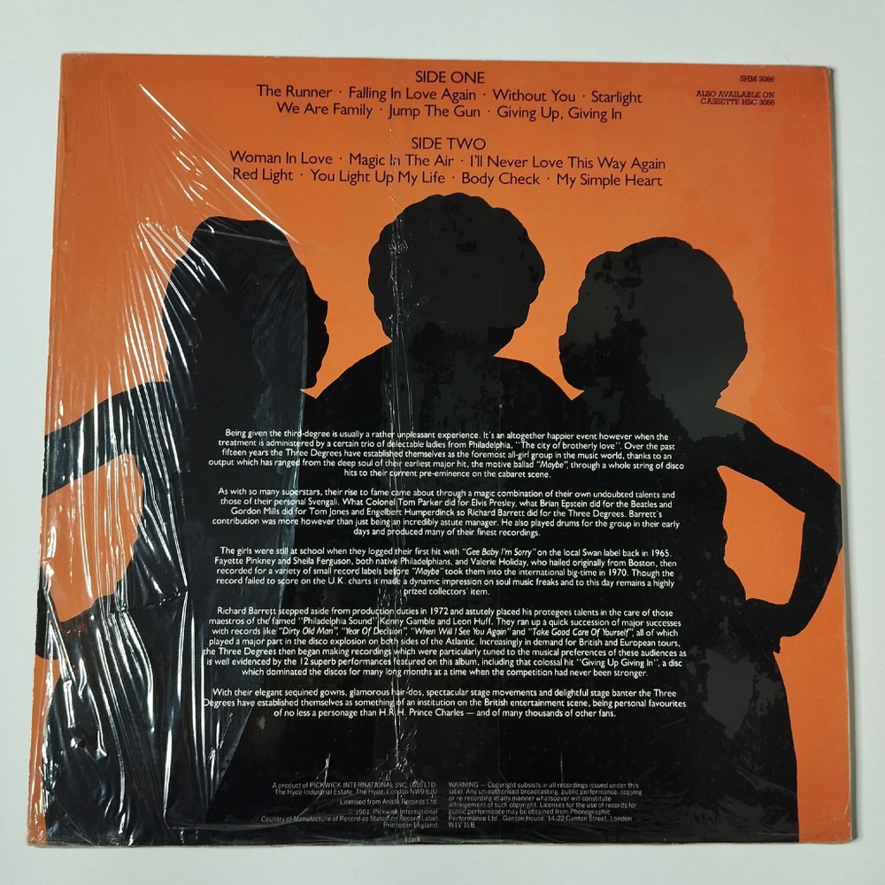 Винтажная виниловая пластинка LP The Three Degrees Hits (Germany 1981)