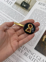 Заколка "Замочная скважина" золотистая с черной эмалью Скиапар. состаренный эффект винтаж