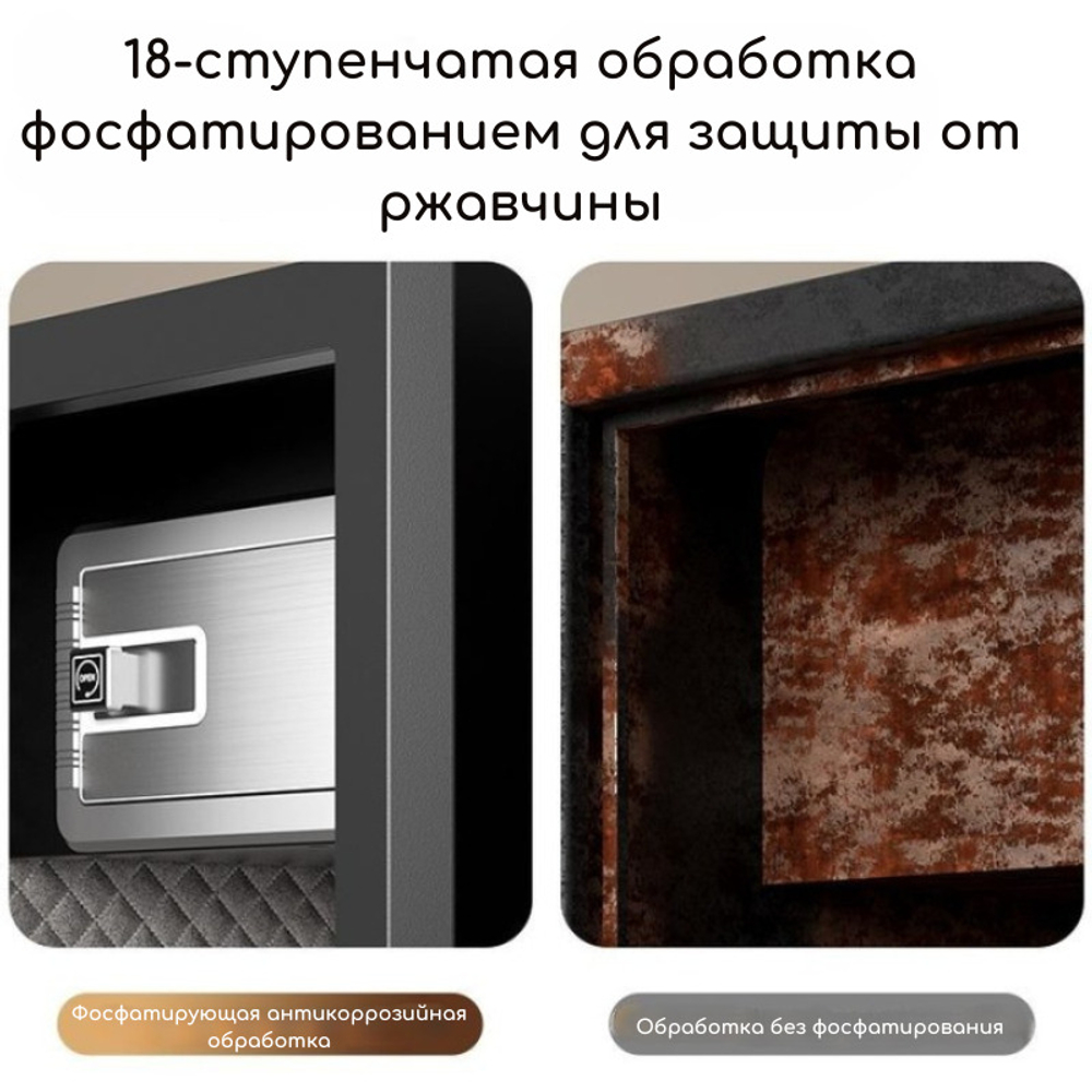 Сейф DELI "ET596" биометрический + электронный замок+ключ, 380х360х600 мм, 23,3 кг, черный