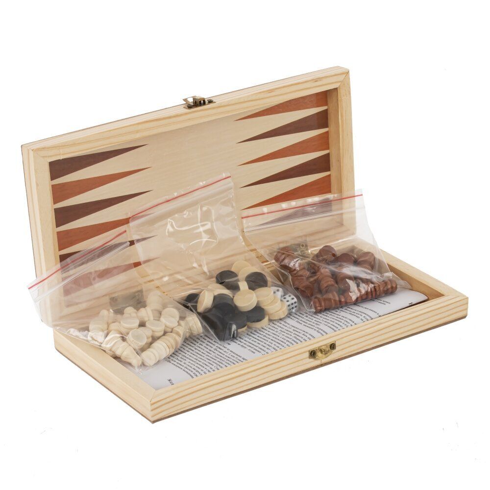 GAEM Игра настольная 3 в 1 (шахматы, шашки, нарды), L24 W12 H3 см