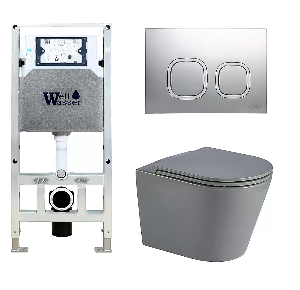 Унитаз с инсталляцией WeltWasser AMBERG 506 ST + SALZBACH 043 MT-GR + AMBERG RD-CR