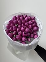 Букет из 51 фиолетового тюльпана